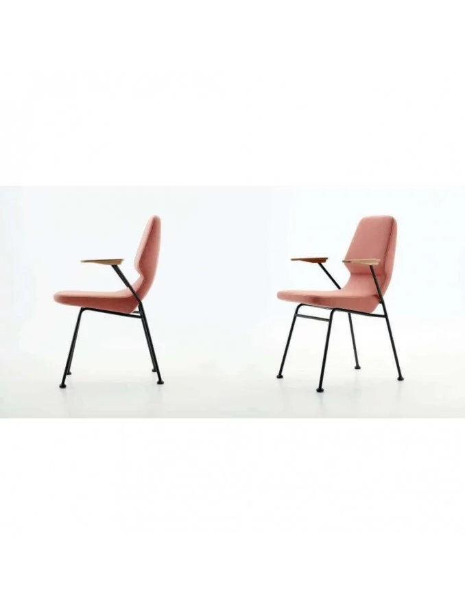 Cadeira design de tecido preto com braços de metal OBLIQUE prostoria