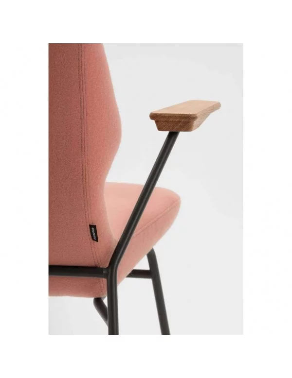 Sedia design in tessuto rosa braccioli metallo OBLIQUE prostoria
