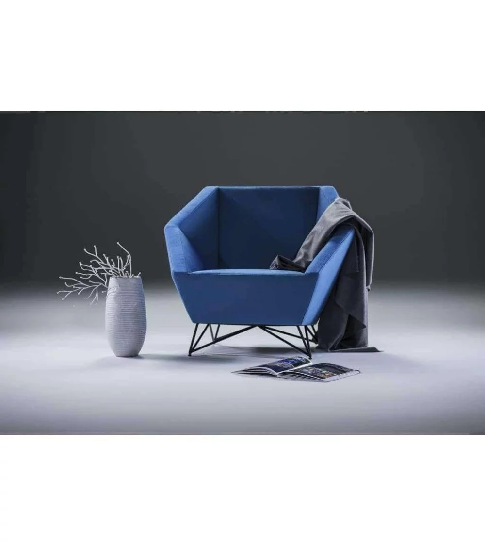 Eigentijdse design fauteuil AANPASBARE blauwe stof 3ANGLE prostoria