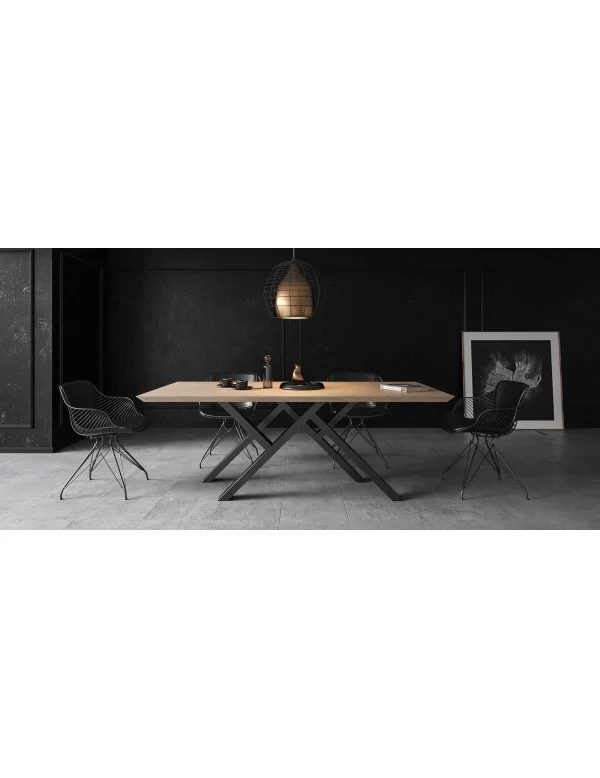 Mesa de jantar design industrial madeira metal madeira maciça MR.W leve-me para casa