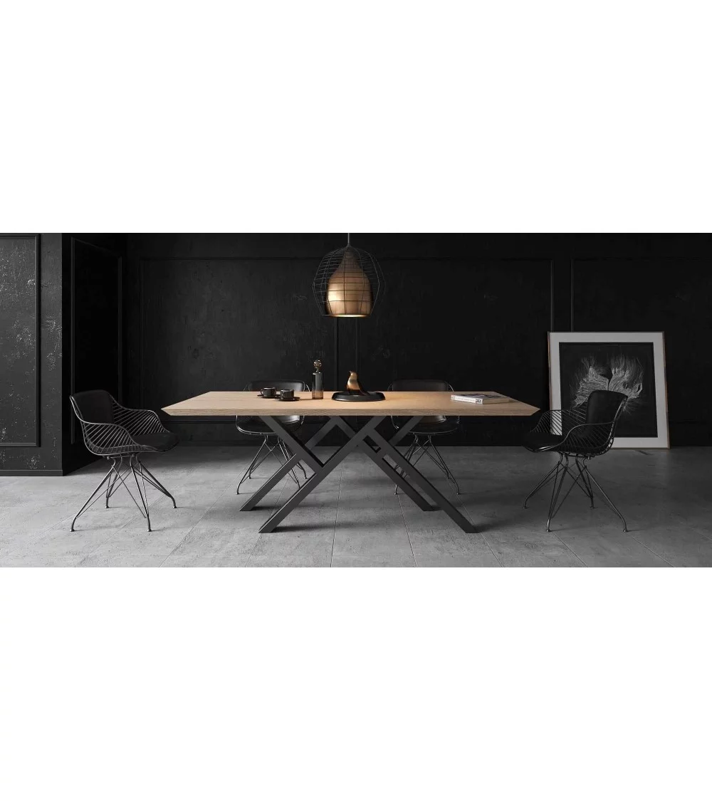Tavolo da pranzo design industriale legno metallo legno massello MR.W portami a casa