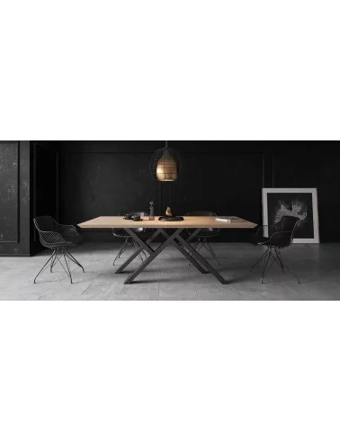 Tavolo da pranzo design industriale legno metallo legno massello MR.W portami a casa