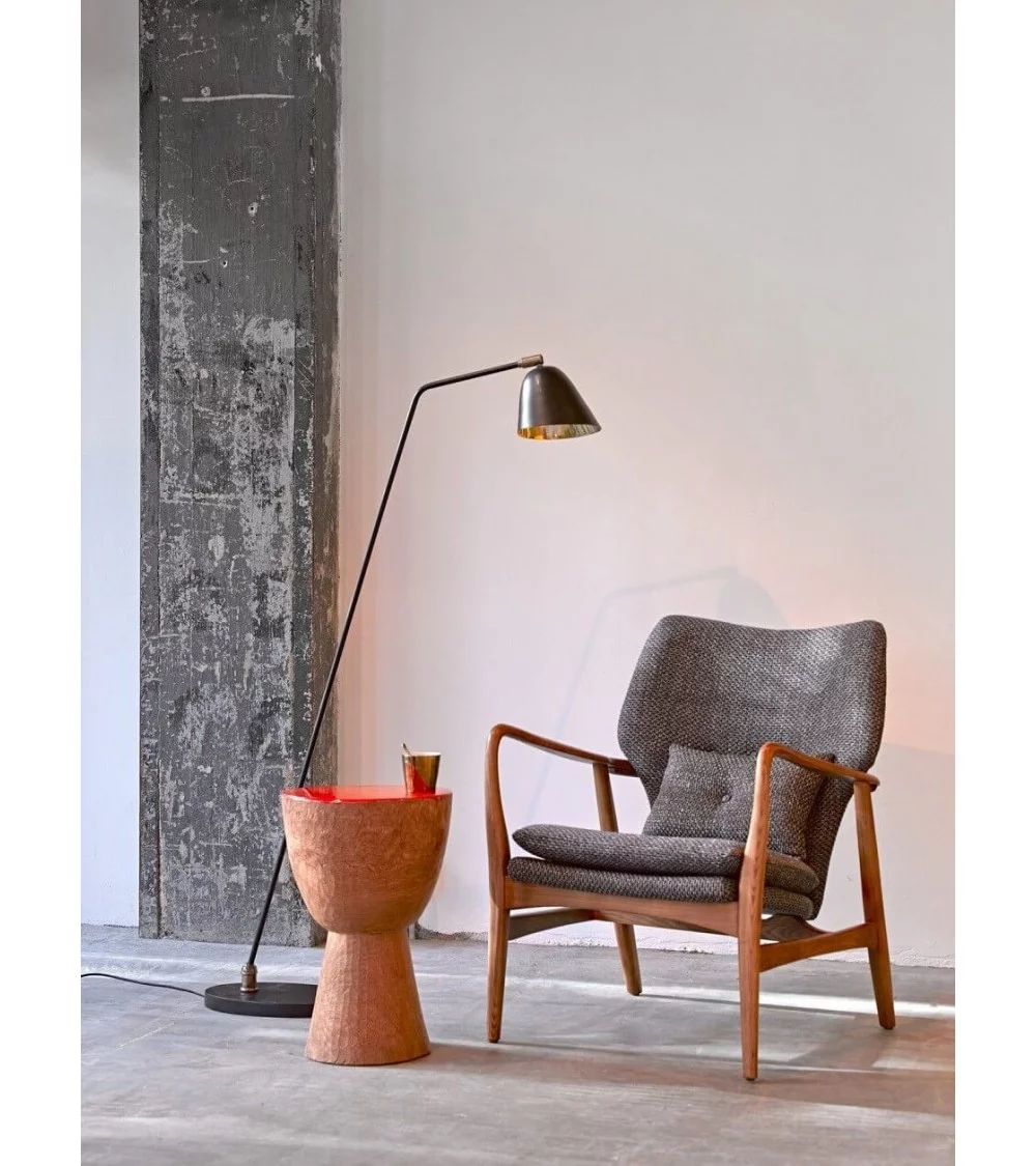 Scandinavische design fauteuil in hout Peggy pols potten GRIJS
