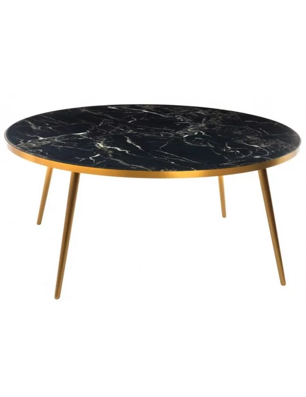 Marble and gold effect coffee table - POLS POTTEN - black