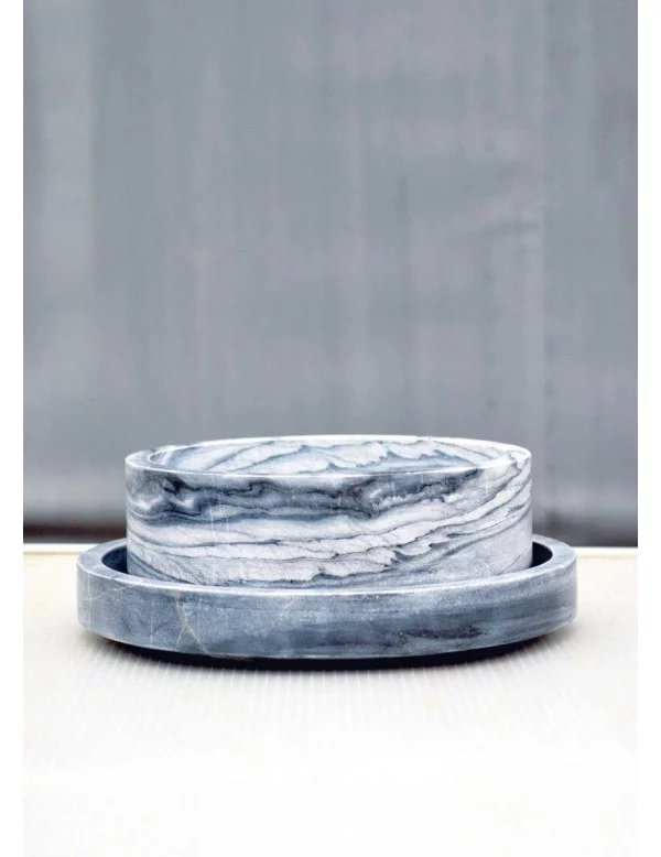 Bandeja redonda para baratijas de mármol gris - XL BOOM