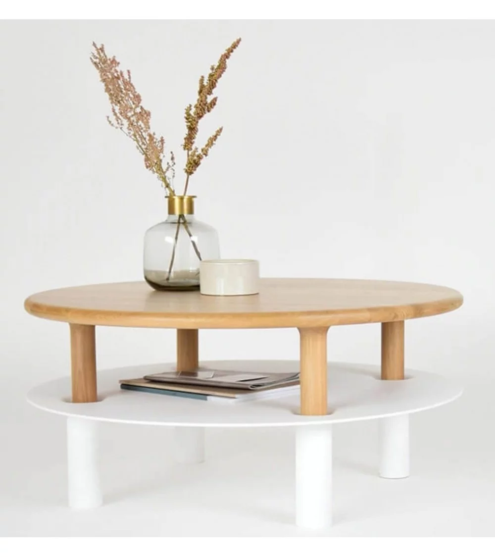 Scandinavian design coffee table in wood and white metal milo german design award take me home