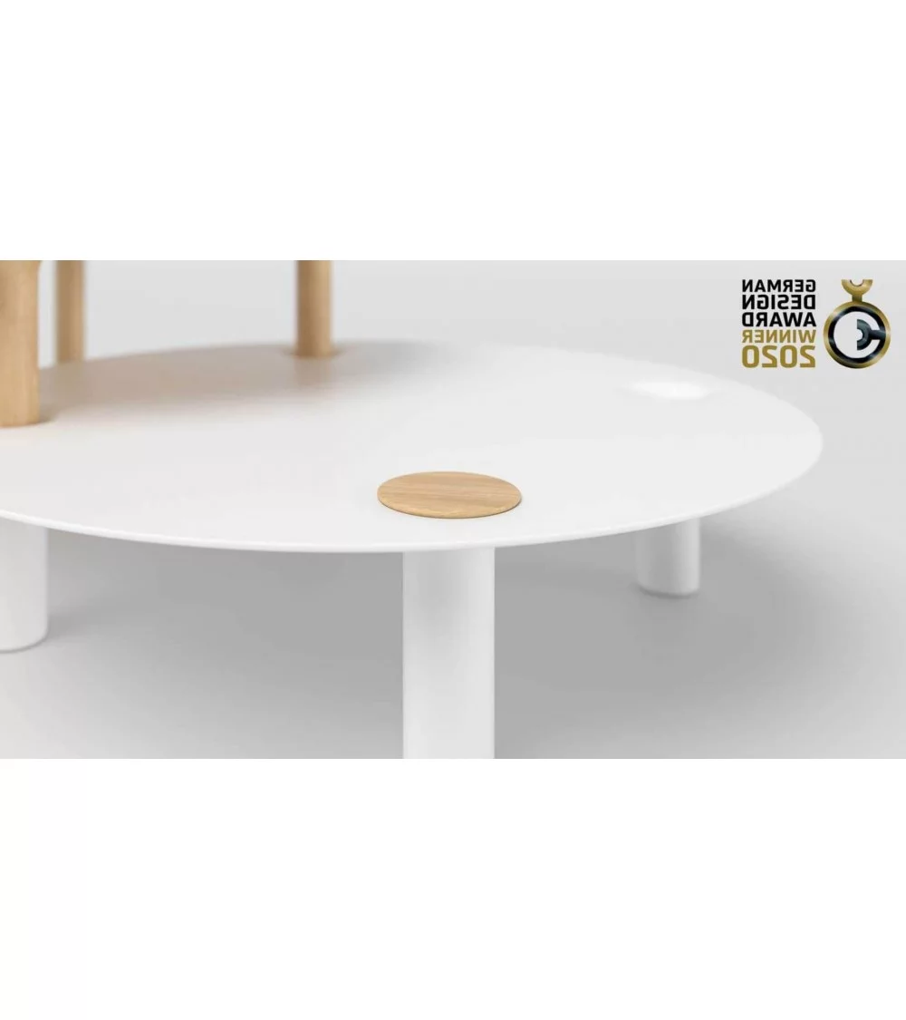 Scandinavian design coffee table in wood and white metal milo german design award take me home