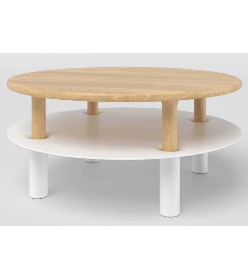 Scandinavian design coffee table in wood and white metal milo german design award take me home