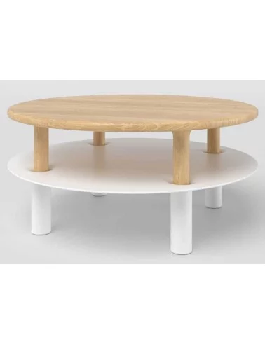 Scandinavische design salontafel in hout en wit metaal milo german design award take me home