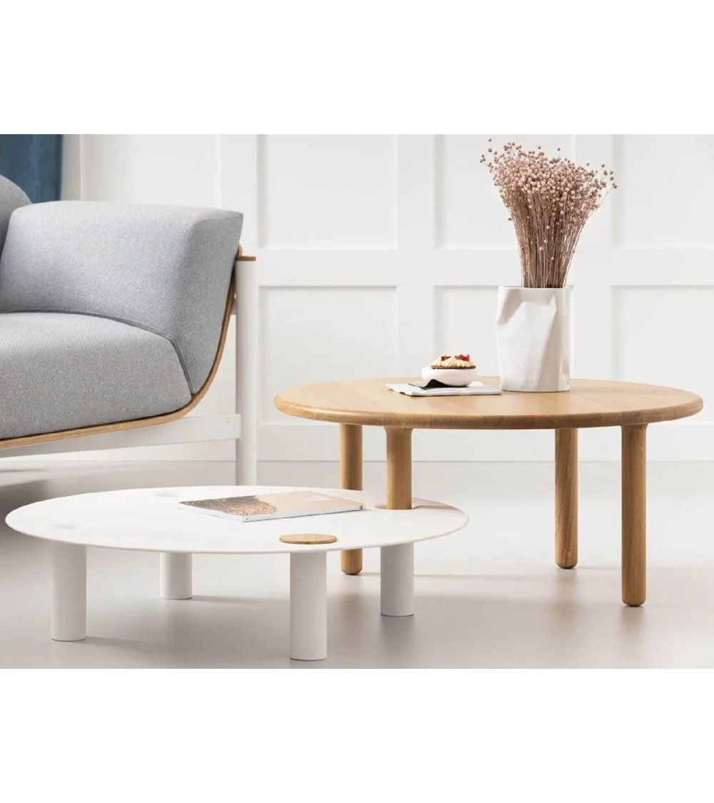 Scandinavian design coffee table in wood and white metal milo german design award take me home