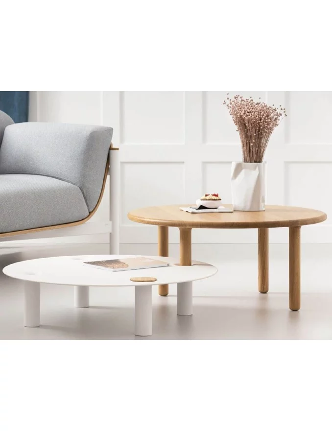 Scandinavische design salontafel in hout en wit metaal milo german design award take me home