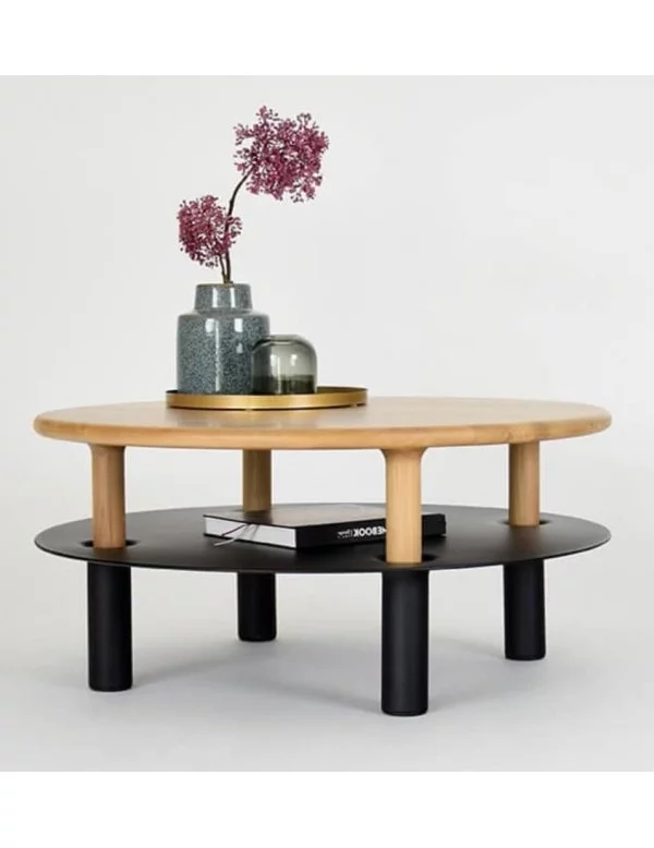 Table basse design MILO ROUND - TAKE ME HOME - chêne / structure noire