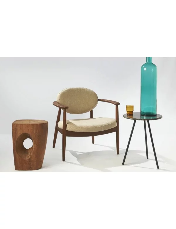 Roundy fauteuil hout scandinavisch design stof pols potten