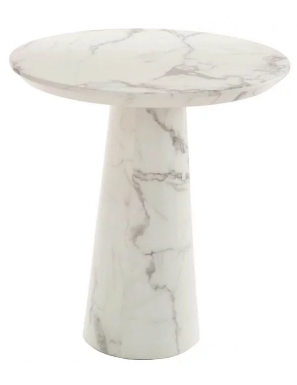 pequena mesa de jantar com efeito de mármore branco