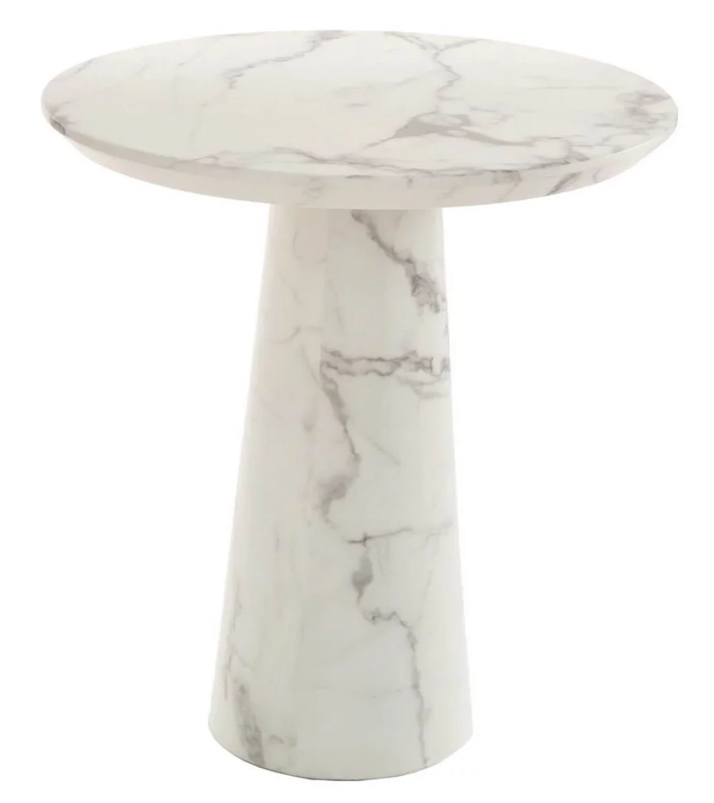 table à manger petit format effet marbre blanc