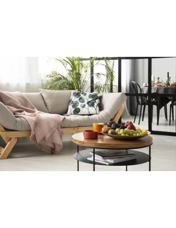 AMSTERDAM round solid wood and metal coffee table - TAKE ME HOME