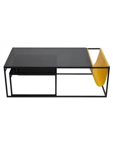 Modern design coffee table in yellow glass fabric POCKET take me home