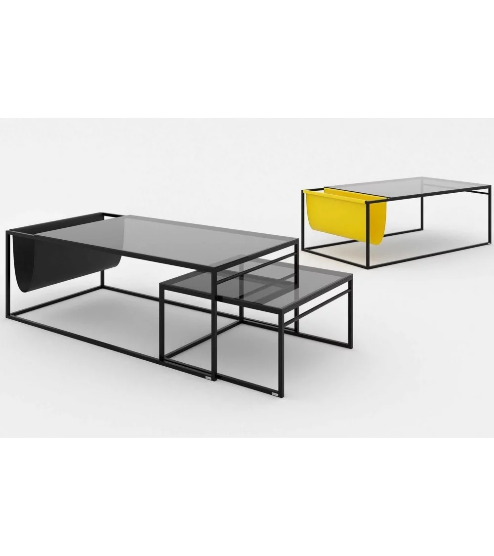 Modern design coffee table in yellow glass fabric POCKET take me home