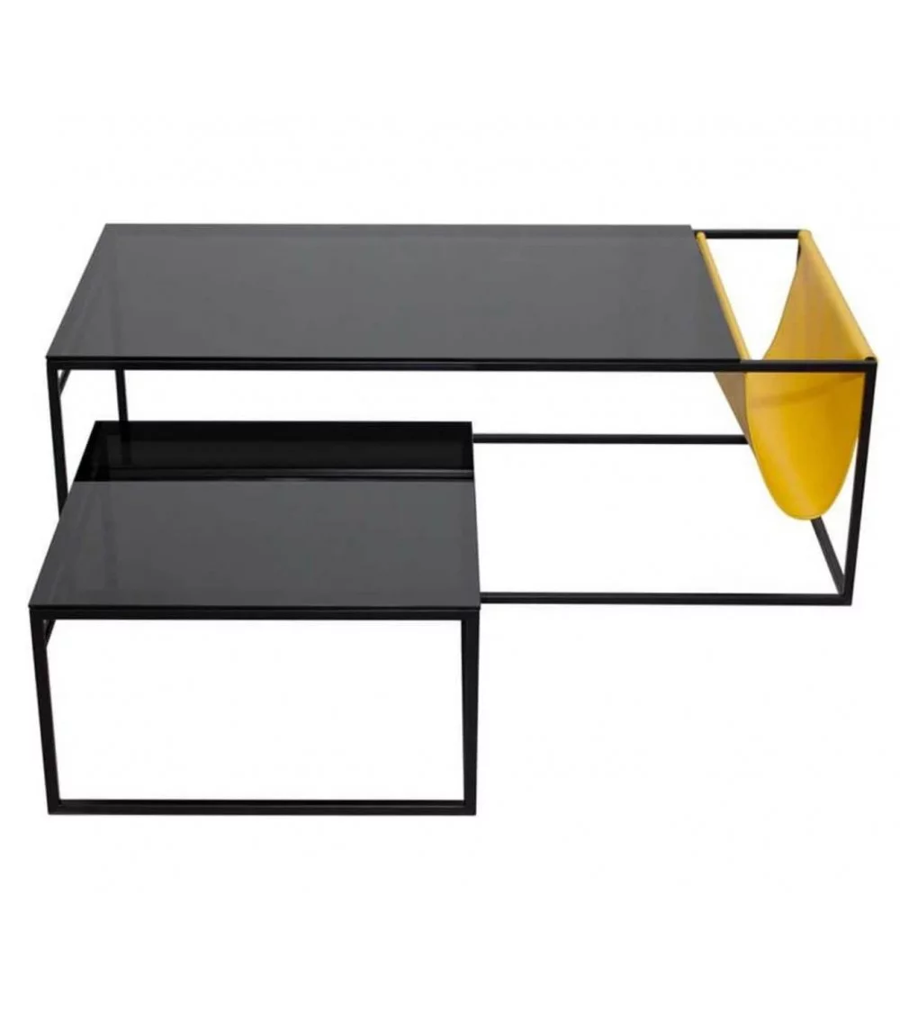 Modern design coffee table in yellow glass fabric POCKET take me home