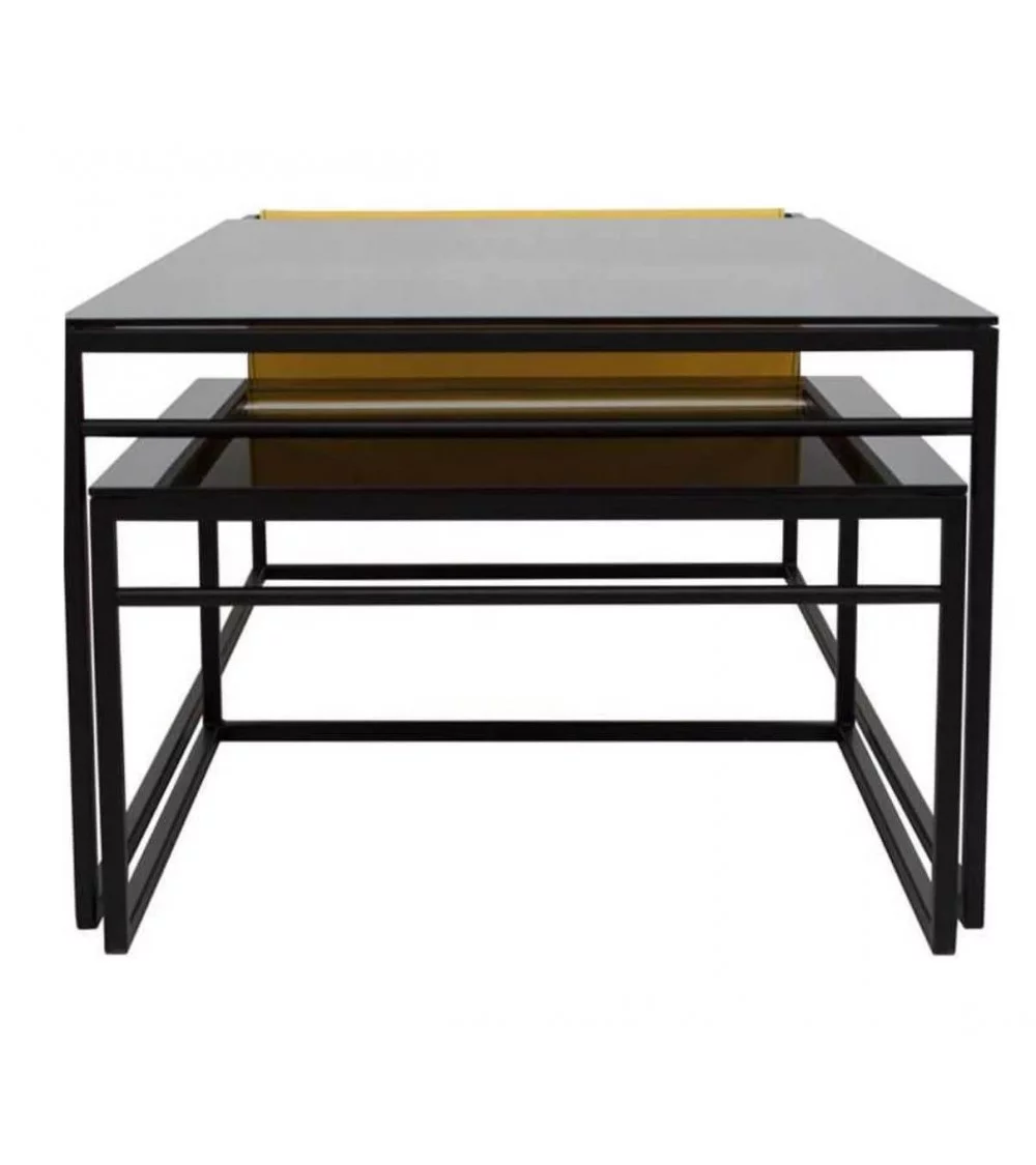 Modern design coffee table in yellow glass fabric POCKET take me home