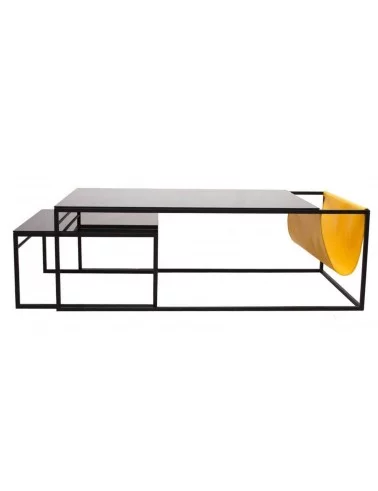 Tavolino design moderno in tessuto di vetro giallo POCKET portami a casa