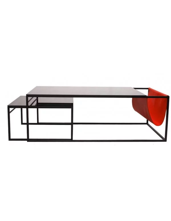 Modern design coffee table in RED fabric glass POCKET take me home