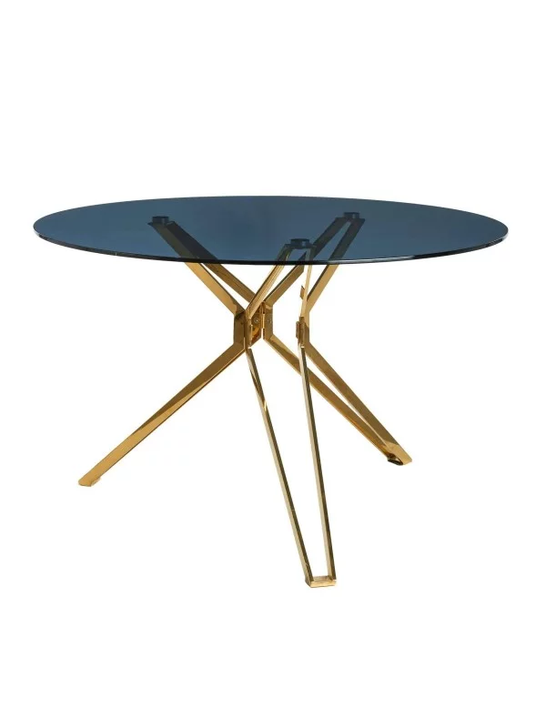 Designer dining table in smoked glass gold color pols potten