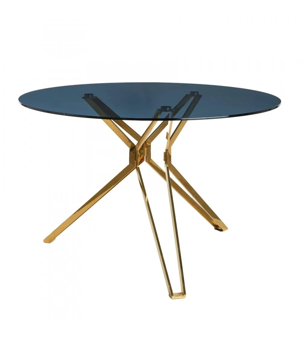 Table à manger design en verre fumé couleur doré pols potten