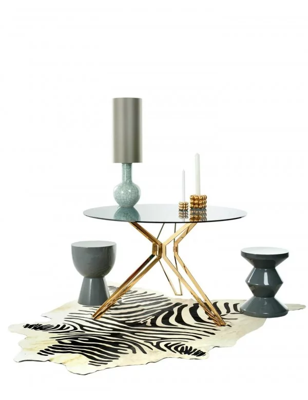 Designer dining table in smoked glass gold color pols potten