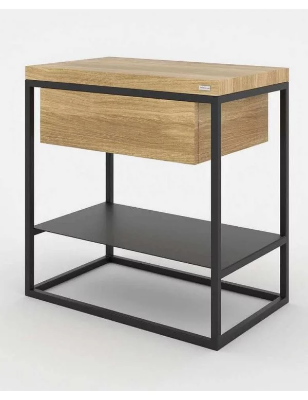 Mesa-de-cabeceira de madeira de design escandinavo com prateleira MOONLIGHT - TAKE ME HOME