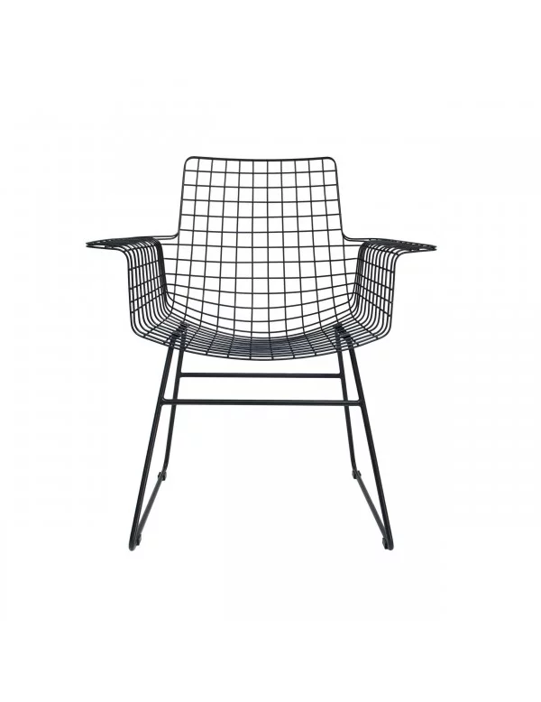 Cadeira design de metal preto com braços - HKLIVING