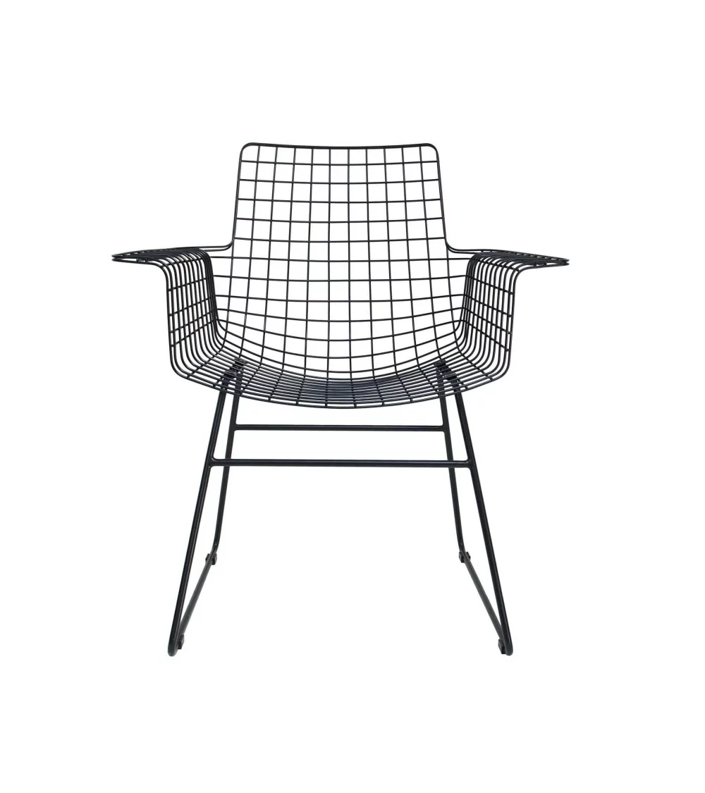 Zwart metalen design stoel met armleuningen - HKLIVING