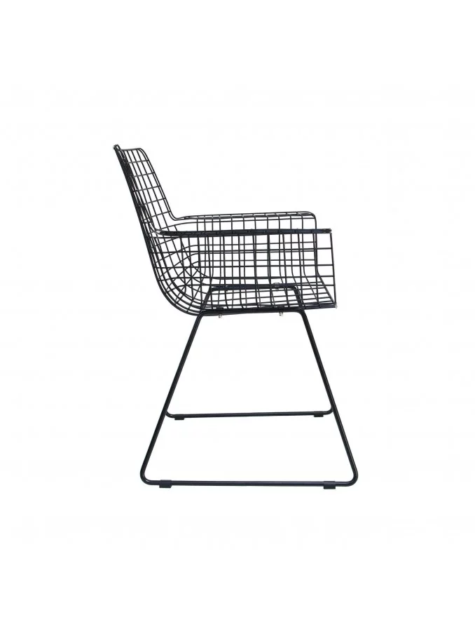 Zwart metalen design stoel met armleuningen - HKLIVING