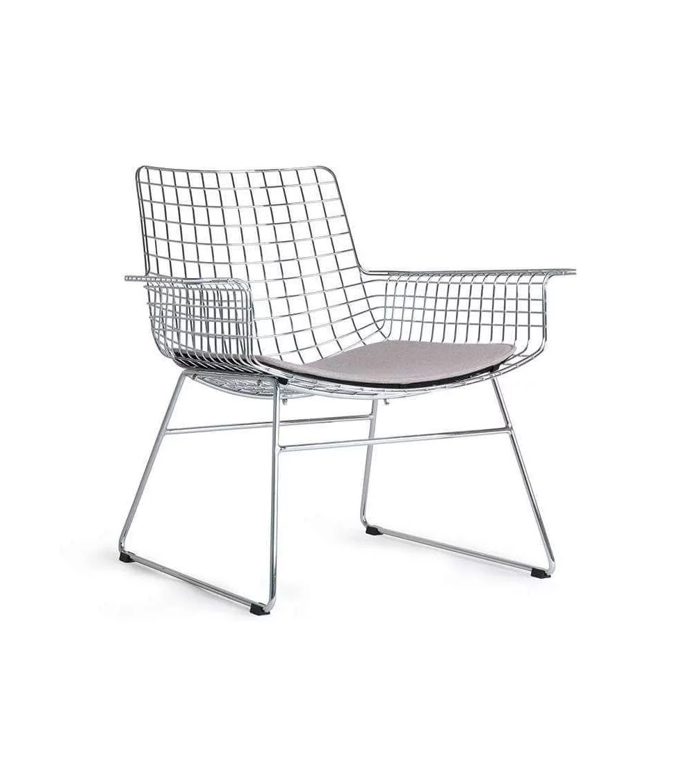 Design Sessel aus verchromtem Metall mit Kissen - HKLIVING