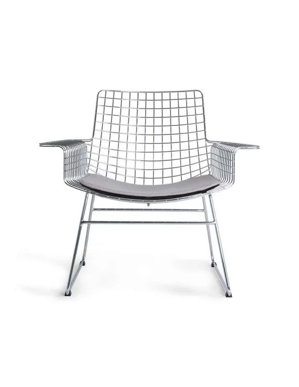 Design-Sessel aus verchromtem Metall mit Drahtkissen - HKLIVING