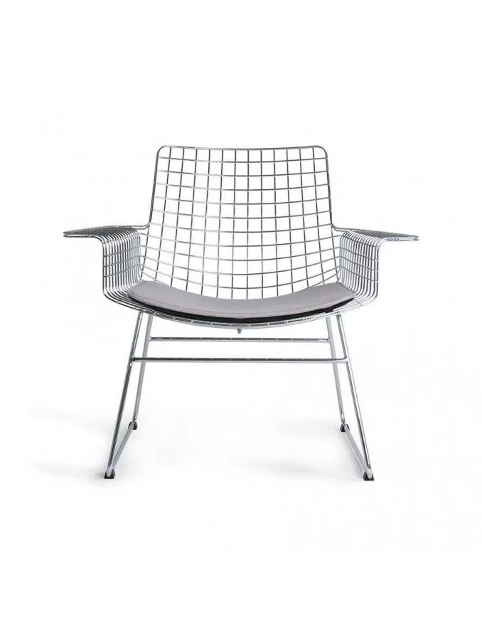 Design Sessel aus verchromtem Metall mit Kissen - HKLIVING