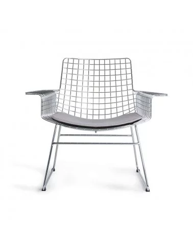 Metalen fauteuil met kussen - HKLIVING chroom