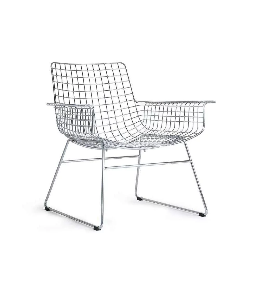 Design armchair in chromed metal with wire cushion - HKLIVING