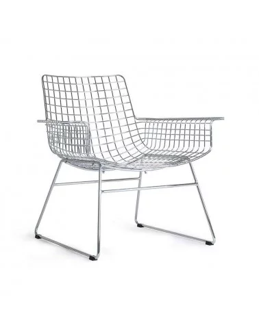Design fauteuil in verchroomd metaal met kussen - HKLIVING