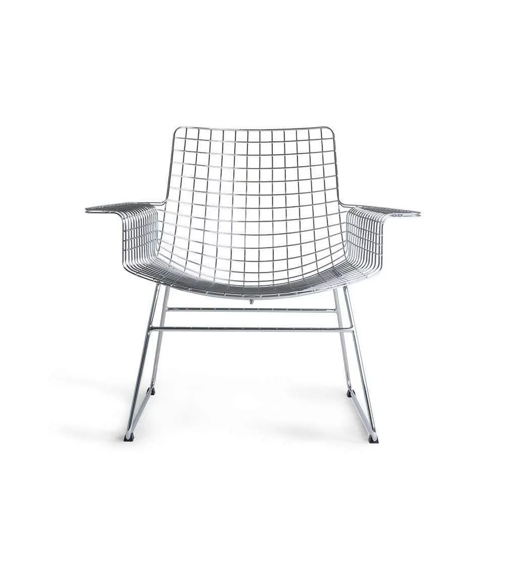 Design fauteuil in verchroomd metaal met kussen - HKLIVING