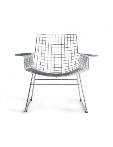Poltrona design em metal cromado com almofada de arame - HKLIVING