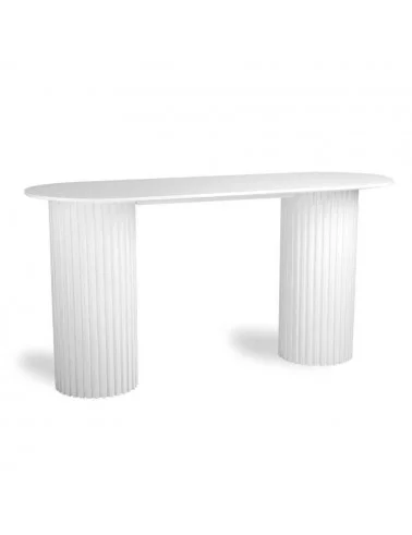 Table d'appoint design ovale blanche - meuble console blanc HKLIVING avec piliers