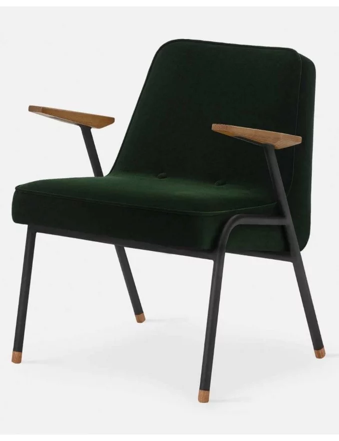 Retro design armchair green velvet 366 black metal - 366concept