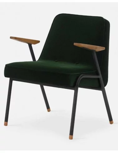 Retro Design Sessel grüner Samt 366 schwarz Metall - 366concept