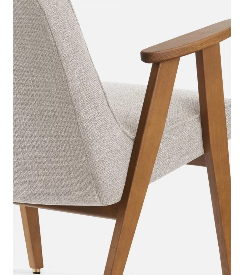 Retro design fauteuil in hout en stof 366 - 366 Concept