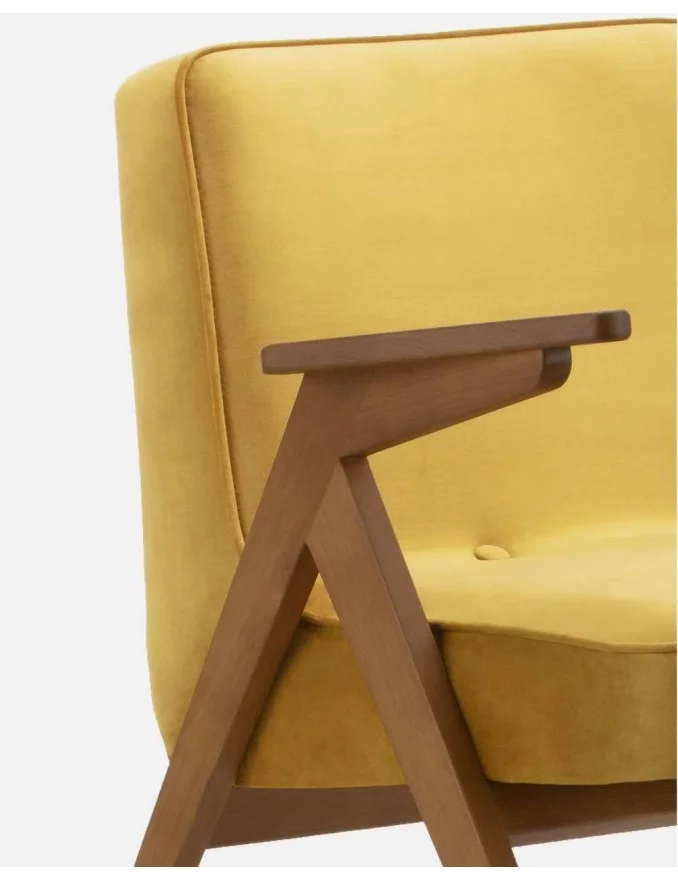 Retro design fauteuil van hout en fluweel BUNNY - 366Concept