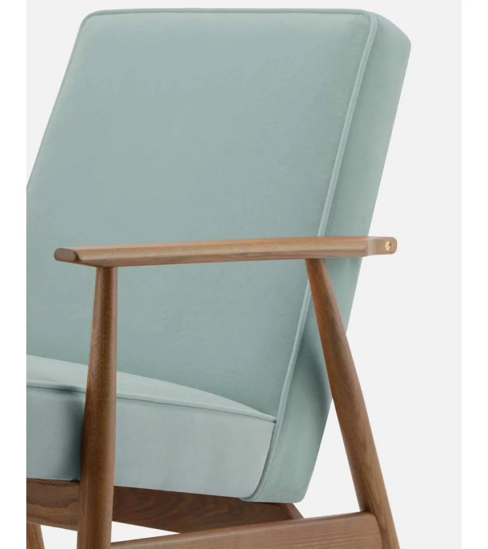 FOX Retro Design Sessel aus Holz und grünem Samt - 366Concept