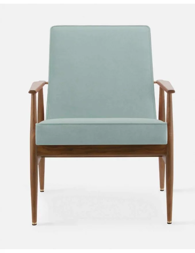 FOX retro design fauteuil in hout en groen fluweel - 366Concept