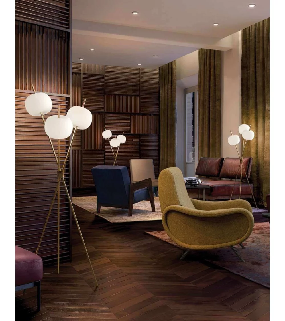 Design three-legged copper floor lamp KUSHI FLOOR - KUNDALINI