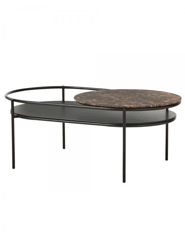 VERDE marble oval coffee table - WOUD - brown marble